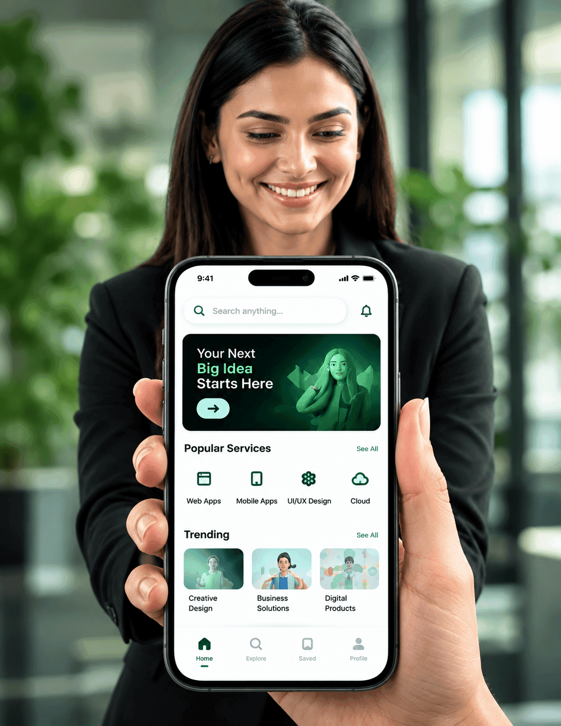Sinc Stack super-app interface shown on a phone